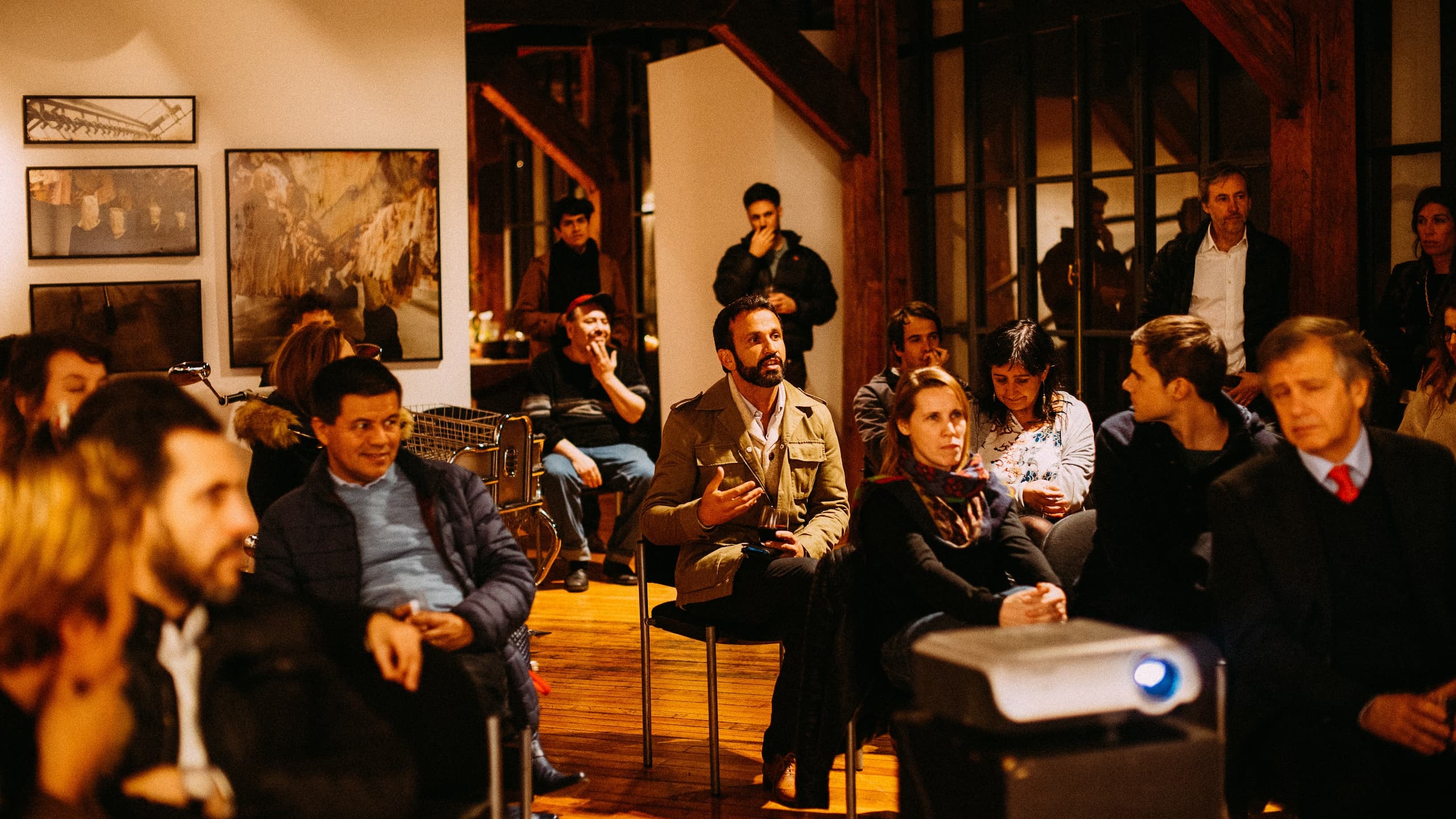 Crowd asking questions
